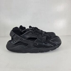 Nike Huarache Run Shoes Kids Size 10C Black Triple Black Running Casual Sneakers